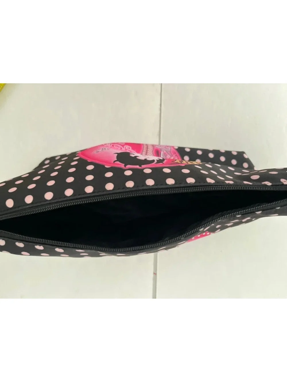 Betty Boop Cosmetic/Makeup/Travel Bag, Polkadot, Black, White, Pink